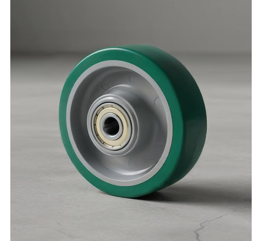 Ruota industriale in poliuretano iniettato, cuscinetto a sfere di precisione, ruota Ø 125 mm, 200 kg