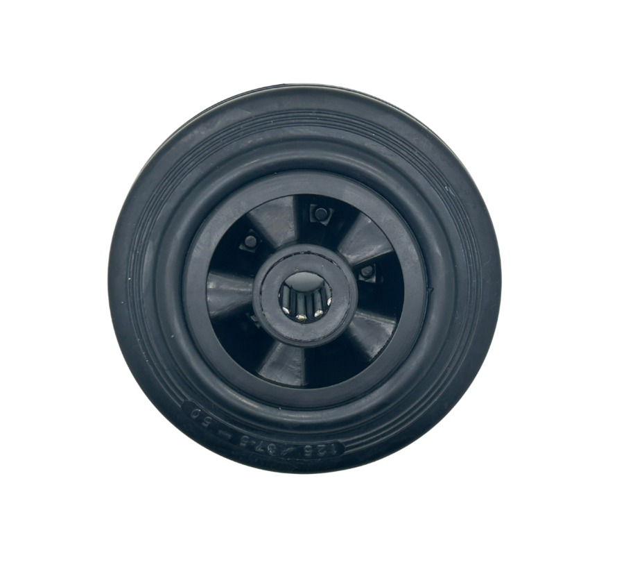 Industrihjul av gummi, svart, rullager, hjul-Ø 125 mm, 130 kg