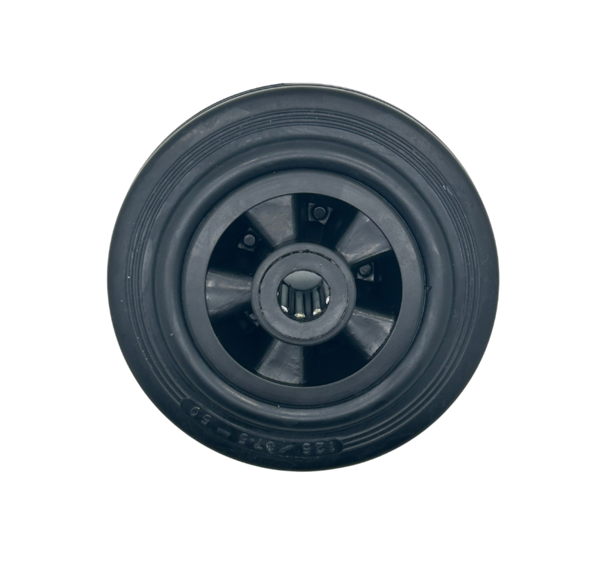 Rueda industrial de caucho, negra, con rodamiento de rodillos, Ø de rueda 125 mm, 130 kg