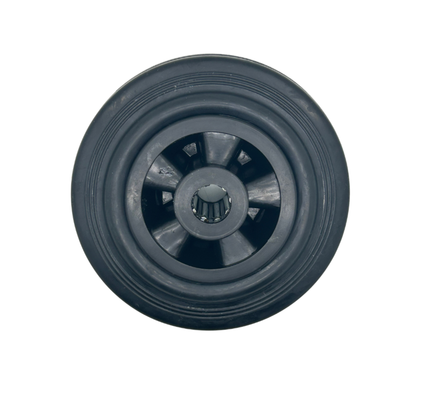 Industrihjul av gummi, svart, rullager, hjul-Ø 125 mm, 130 kg