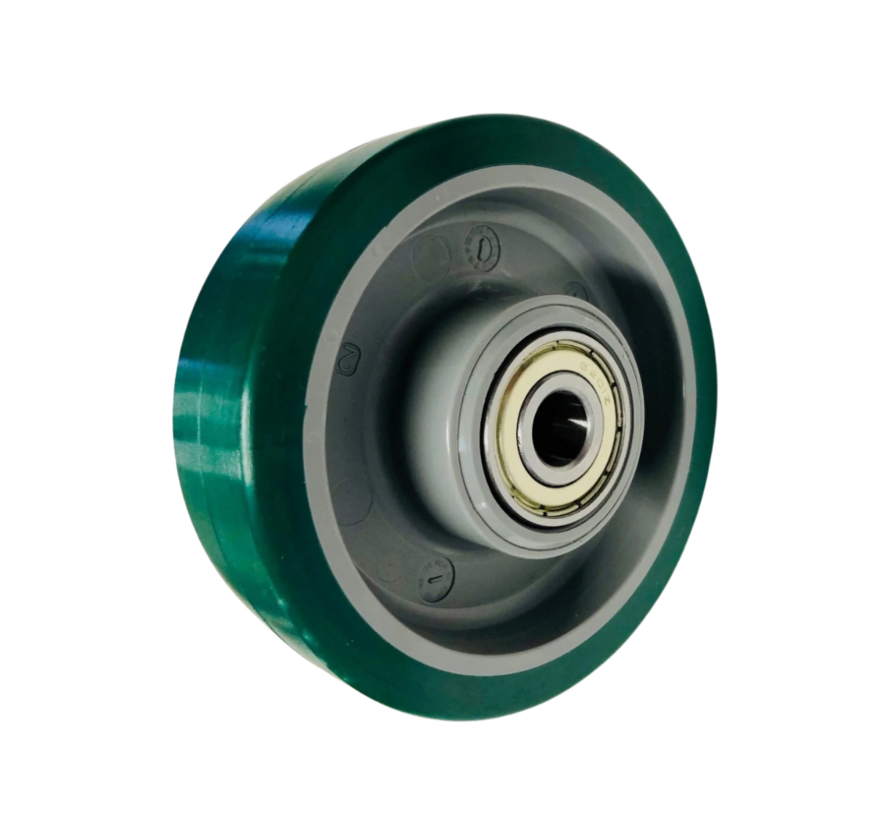 Roue industrielle en polyuréthane injecté, roulement à billes de précision, Ø 125 mm, 200 kg