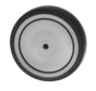 Institutionshjul Ø100x32mm, grått termoplastiskt gummi (TPR) icke-märkande däck, polypropylenfälg, centralt precisionskullager, axelhål Ø8.1mm, navlängd 35.5mm – 100kg lastkapacitet