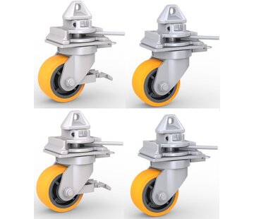 Shipping container castor wheel set for 3000 dynamic at 4 kph -4000 static kg load capacity