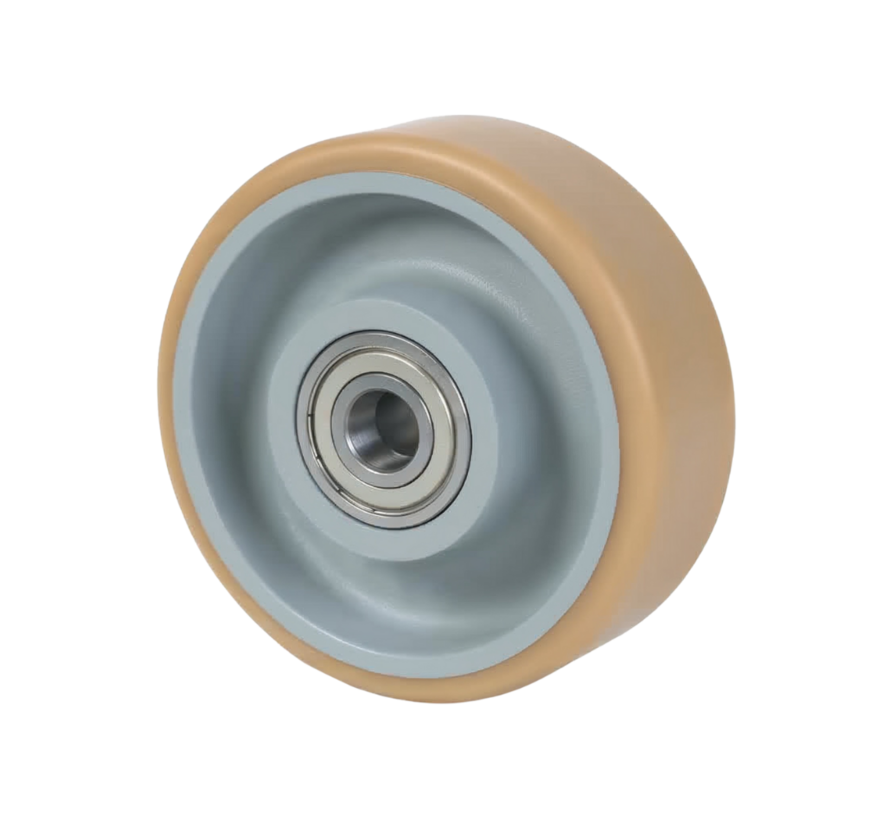 rodas de alta carga rodas e rodízios vulkollan® superfície de rodagem  núcleo da roda de aço fundido, rolamento rígido de esferas, Roda-Ø 200mm, 55KG