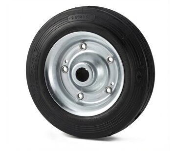 Industrihjul Ø125x37,5 mm svart gummidäck – 130 kg