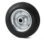 Industrial Wheel Ø160x40mm, Black Solid Rubber Tyre, Pressed Steel Wheel Centre, Roller Bearing, Axle Hole Ø20mm, Hub Length 60mm – 180kg Load Capacit