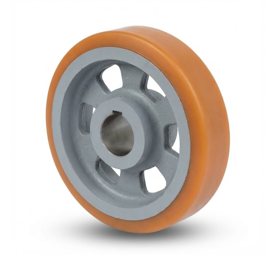 Ruedas de alta capacidad Rueda motriz poliuretano Vulkollan® bandaje núcleo de rueda de hierro fundido, H7-agujero, Rueda-Ø 80mm, 40KG