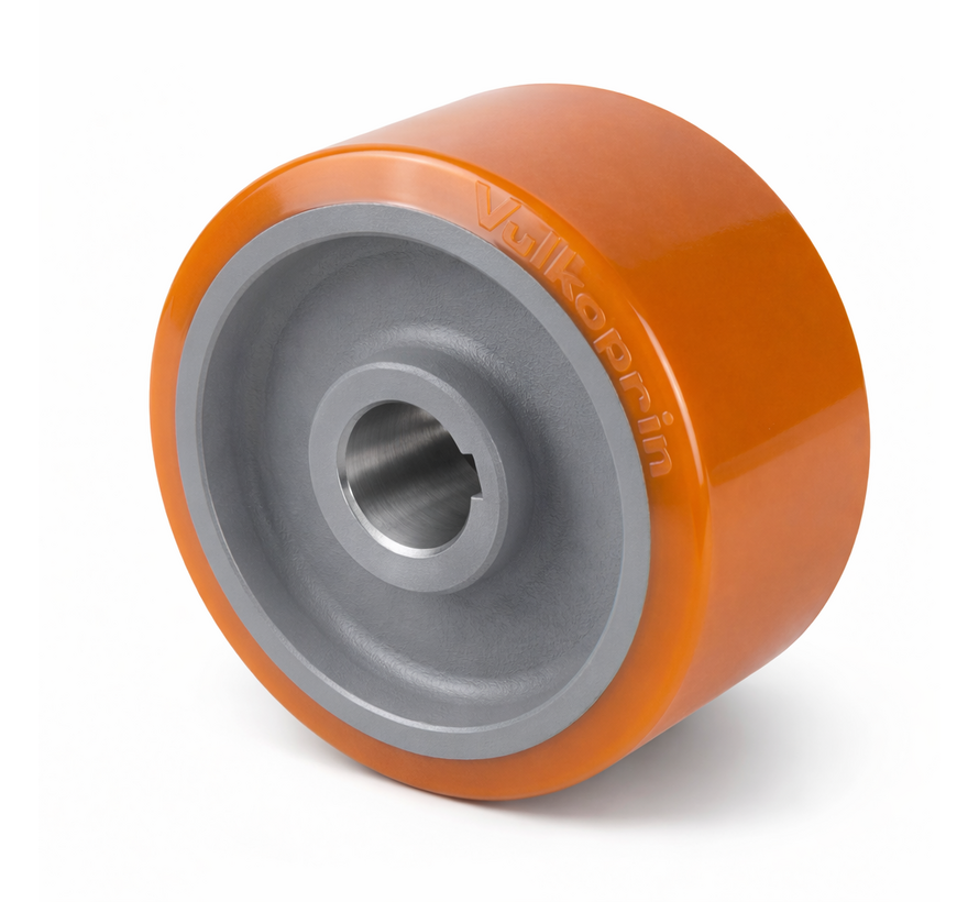 heavy duty drive wheel Vulkollan® Covestro tread welded steel core, H7-bore feather keyway DIN 6885 JS9, Wheel-Ø 350mm, 930KG