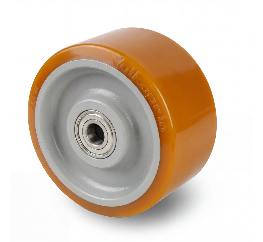 Roulettes fortes charges Vulkollan® Covestro roues bandage de roulement corps de roue acier mécano-soudé, roulements à billes de précision, Roue-Ø 400mm, 450KG