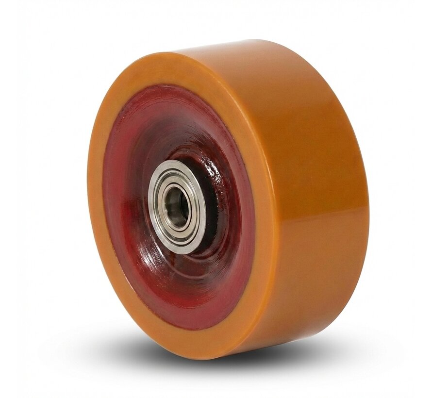 Roue robuste en polyuréthane vulcanisé, roulement à billes de précision, diamètre de roue 300 mm, 3 000 kg