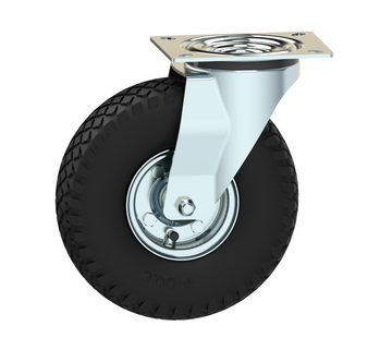 Swivel castor, Ø 260mm, pneumatic tyre block profile, 150KG