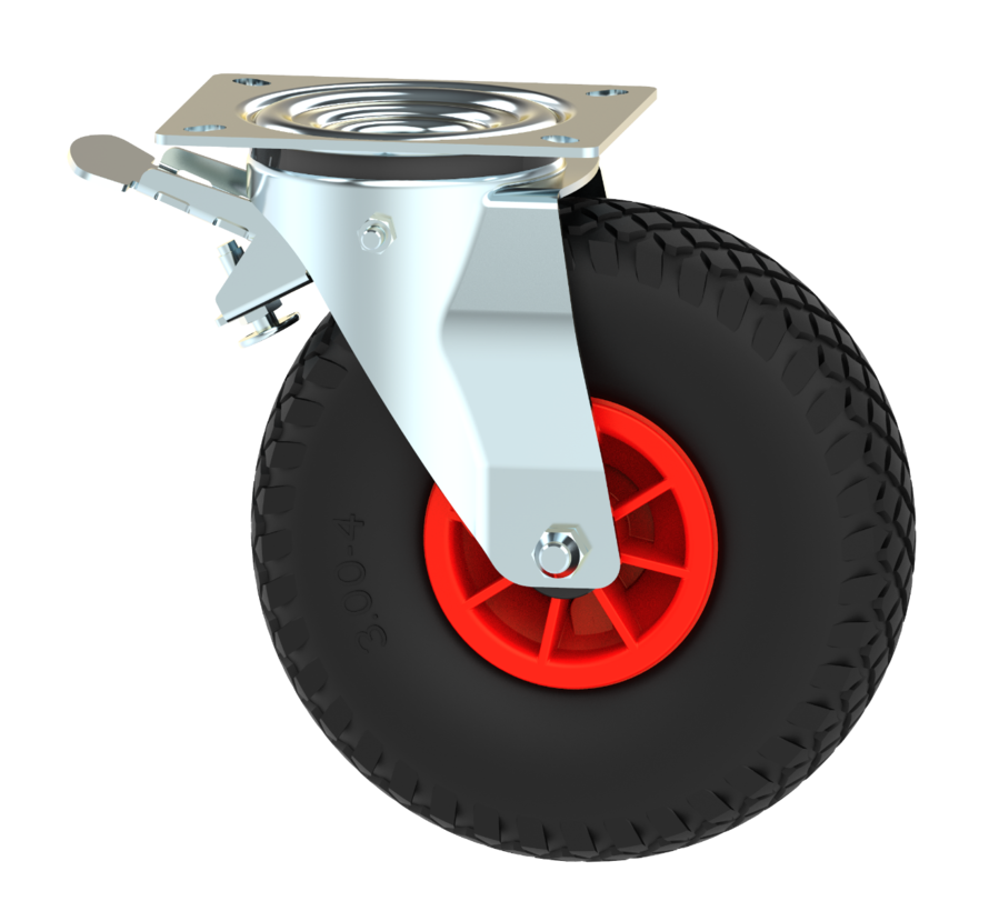 Puncture-proof swivel castor with solid PU wheel Ø260x85mm tyre size 3.00.4
