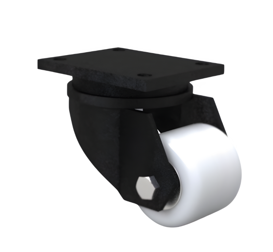 Heavy duty Swivel caster from Welded steel housing, plate fitting, Polyamide wheel, precision ball bearing, Wheel-Ø 82mm, 650KG