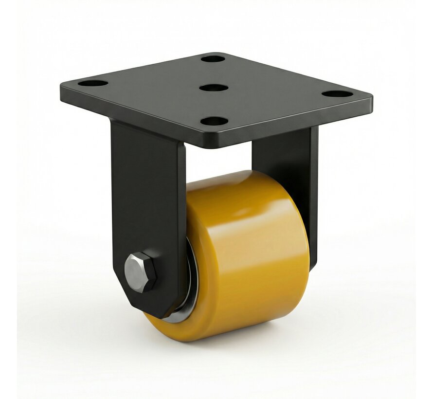 Schwerlast Räder und Rollen Bockrolle aus Stahlschweißkonstruktion, Plattenbefestigung, Vulkanisierte gegossenem Polyurethane Laufflache, Präzisionskugellager, Rad-Ø 85mm, 800KG