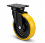 Heavy duty Swivel caster from Welded steel housing, plate fitting, Vulcanized Polyurethane tread, precision ball bearing, Wheel-Ø 175mm, 650KG