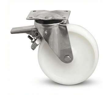 Roulette pivotante avec frein, Ø 200 mm, roue polyamide, 500 kg