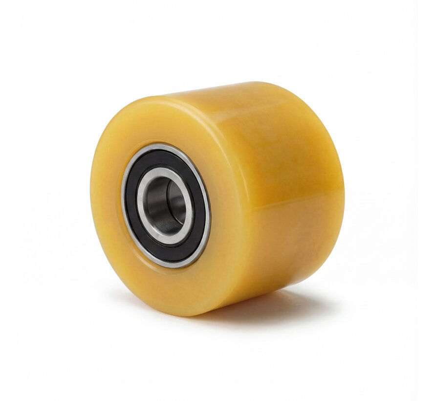 Roue de transpalette en polyuréthane vulcanisé, roulement à billes de précision, diamètre de roue 82 mm, charge 900 kg