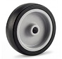 Roues pour collectivités, roue en caoutchouc thermoplastique gris non marquant, moyeu lisse, diamètre de roue 50 mm, 50 kg
