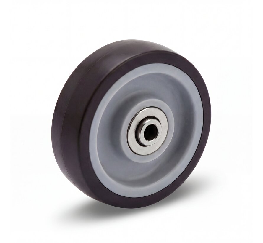 rodas de aço roda desde goma termoplástica cinza, não deixa marca, Rolamento de Esferas, Roda-Ø 75mm, 75KG