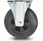 Fast länkhjul, Ø 125 mm, svart gummihjul, 100KG