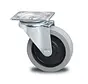 Industrial Reinforced Housing Swivel caster from Pressed hard steel, plate fitting, elastic-tyre, roller bearing, Wheel-Ø 125mm, 200KG