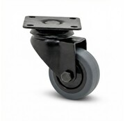 Swivel caster black, Ø 50mm, thermoplastic rubber grey non-marking, 50KG