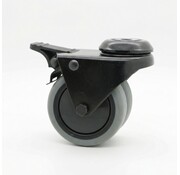 Black swivel caster with brake, Ø 75mm, Polypropylene Wheel, 100KG