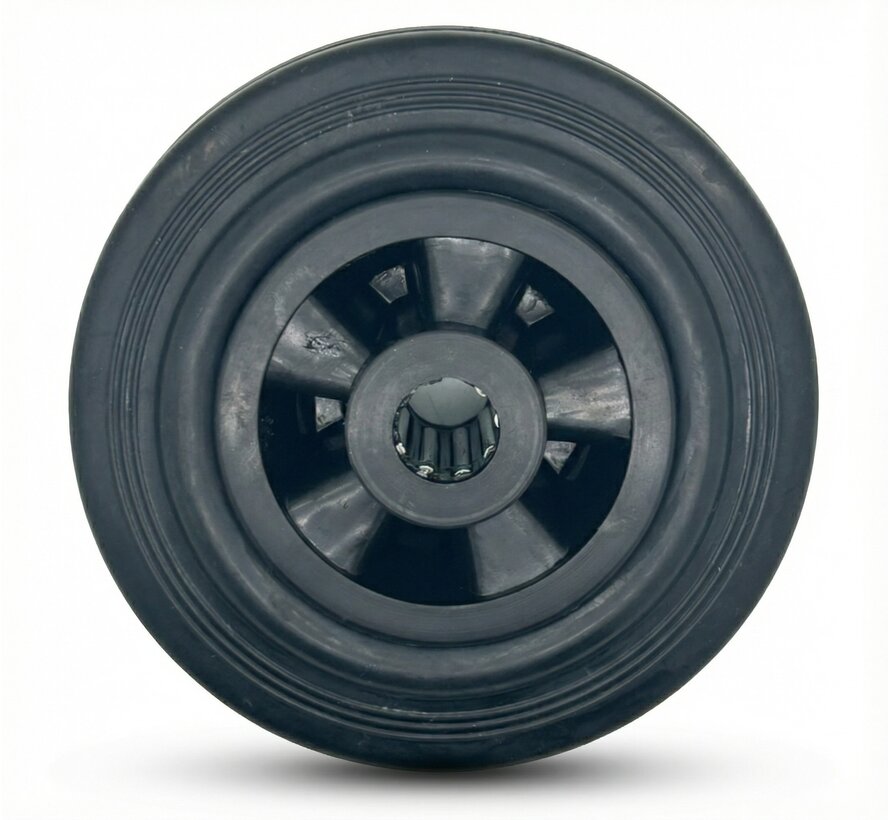 Roda industrial de borracha, preta, rolamento de rolos, Ø da roda 200mm, 230KG