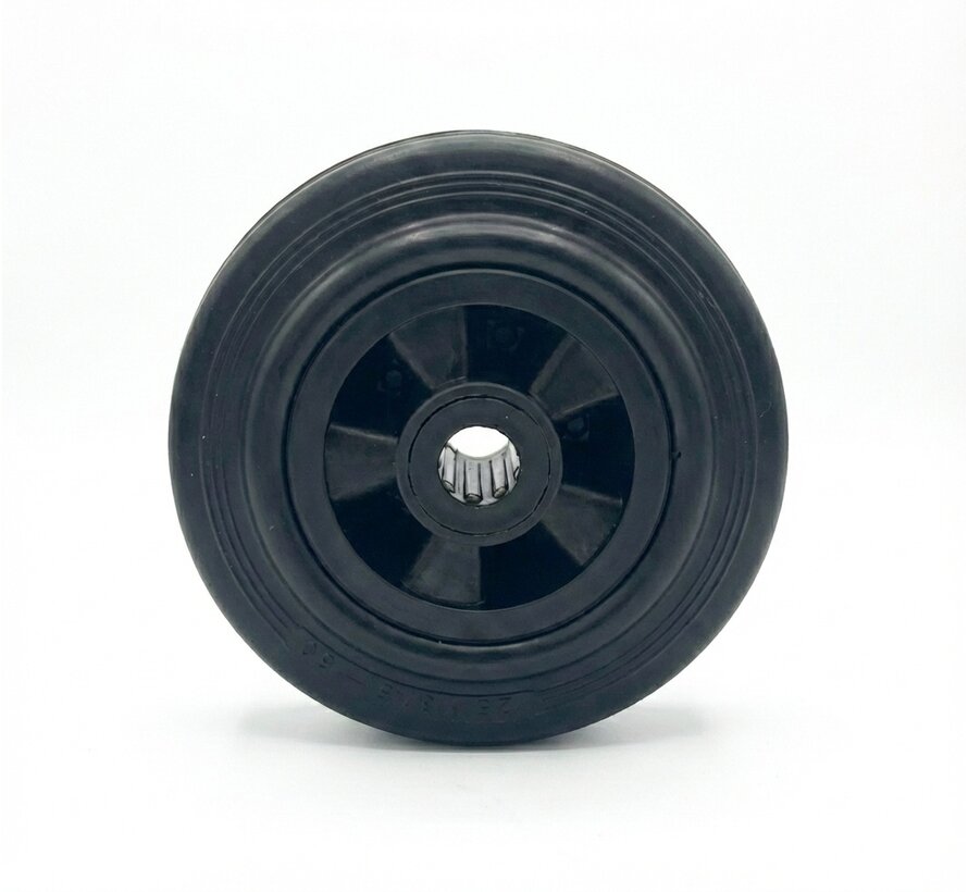 Roda industrial de borracha, preta, rolamento de rolos, Ø da roda 125mm, 130KG