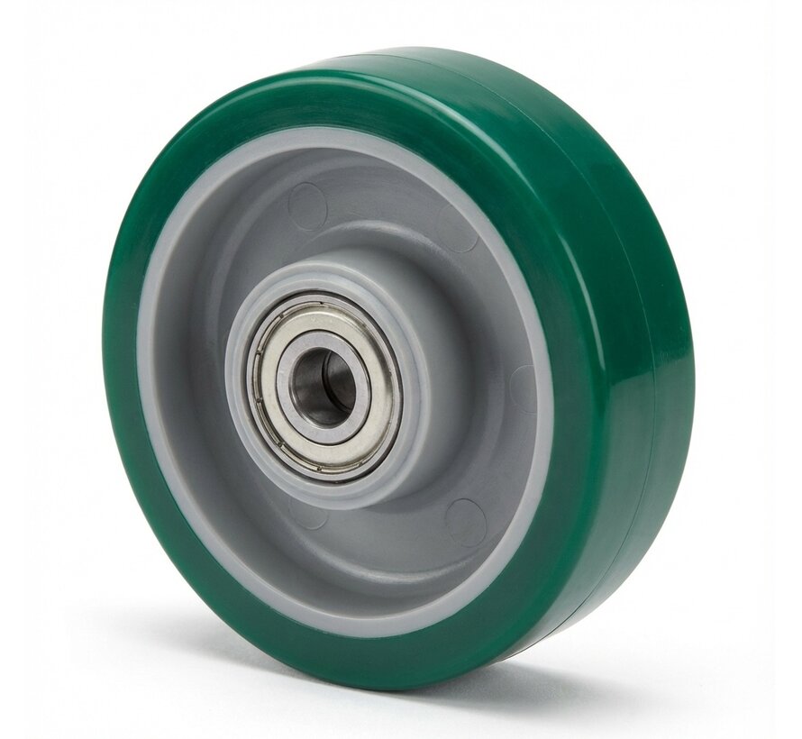 Rueda industrial de poliuretano inyectado, rodamiento de bolas de precisión, Ø rueda 160mm, 400KG
