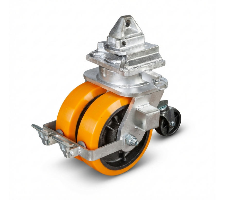 4 x Container swivel castor wheels, Ø250x76 with brake - Load capacity 12,000-16,000kg