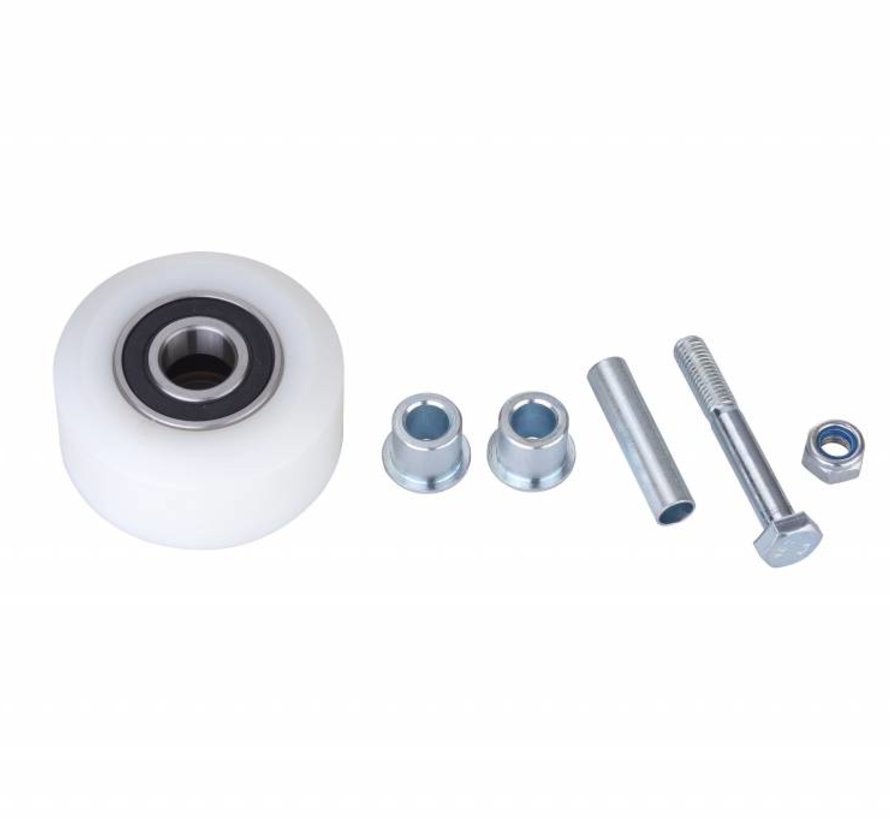 Foot operated Levelling fixed caster with 80x40mm nylon wheel, load