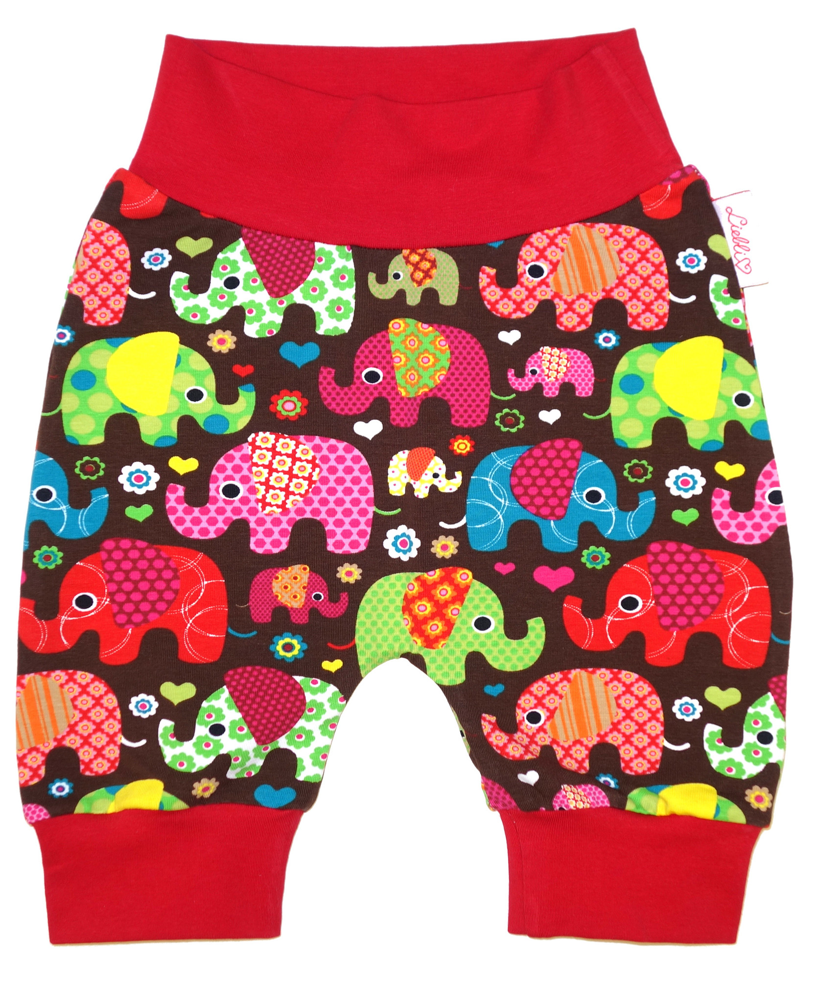 Bunte Babyhose / Pumphose Elefanten, Gr. 56, 62, 68