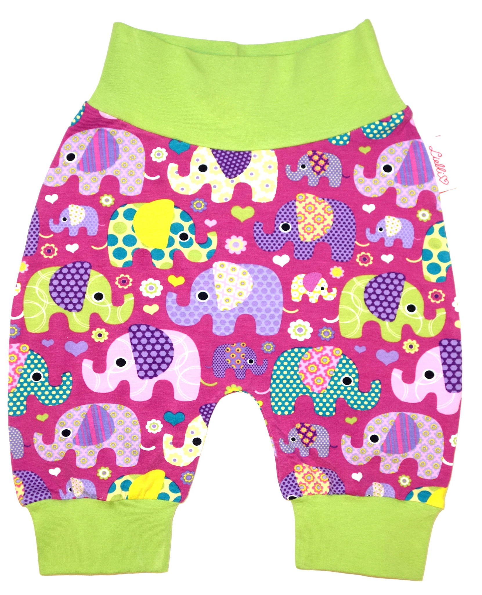 Babyhose / Pumphose Elefanten auf lila Gr. 56, 62, 68