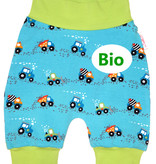 BIO Babyhose / Pumphose, Bagger und Traktor auf türkis