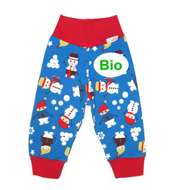 BIO Kinderhose Schneemänner auf blau