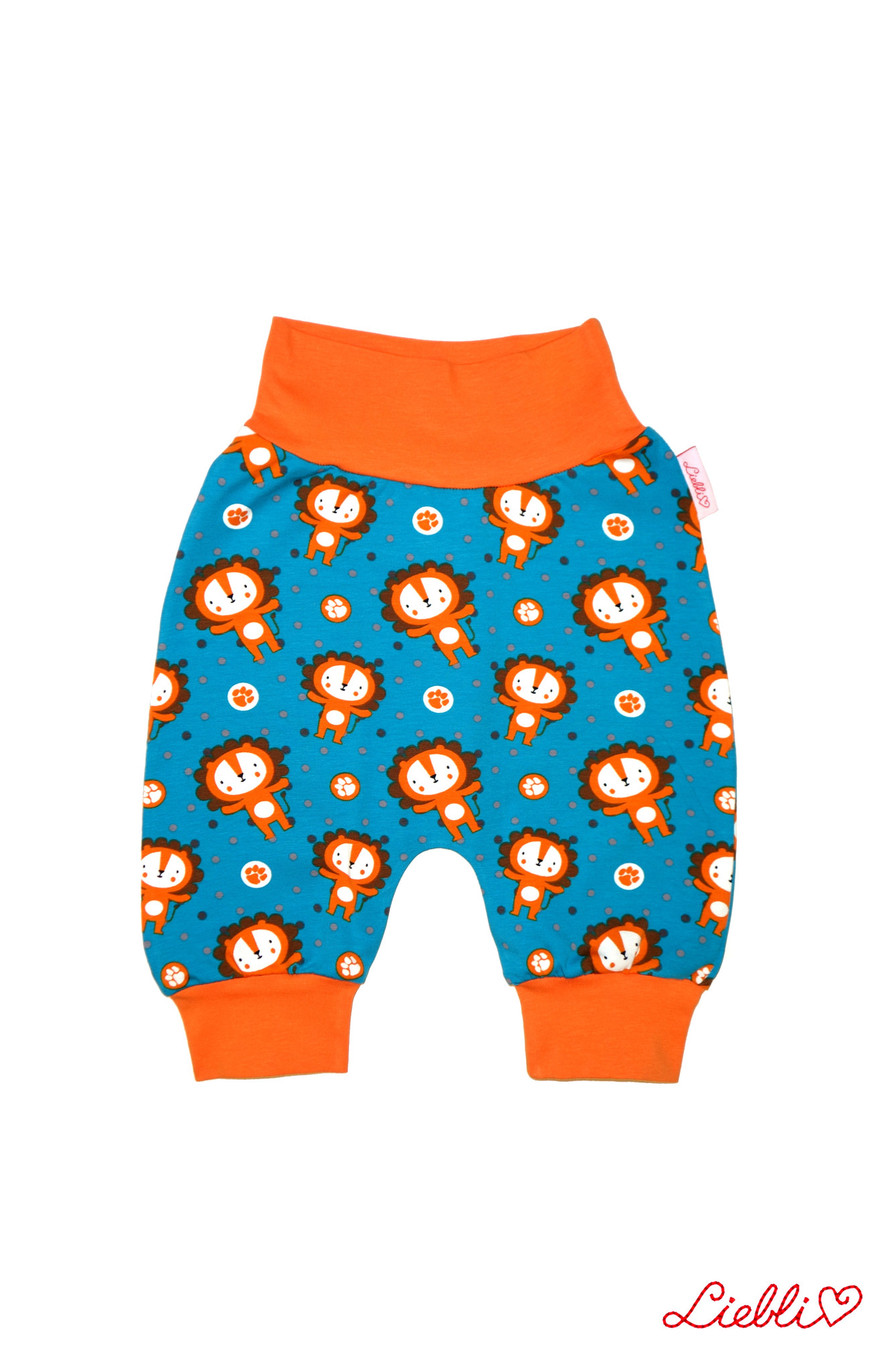 Babyhose / Pumphose, Löwen türkis orange