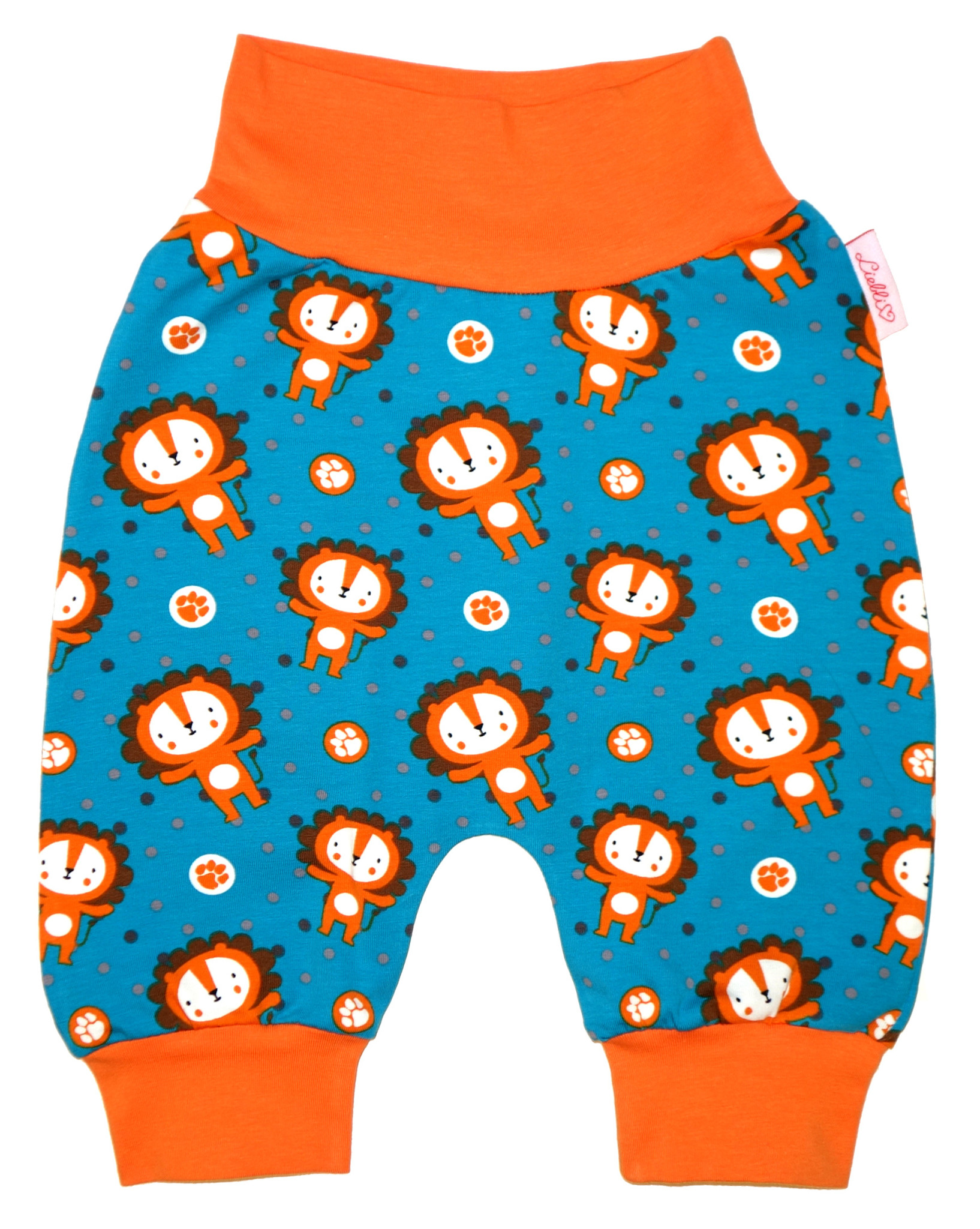 Babyhose / Pumphose, Löwen türkis orange