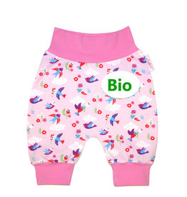 BIO Babyhose / Pumphose, kleine Vögel auf rosa