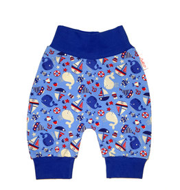 Babyhose / Pumphose, Wale und Schiffe blau