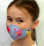 Kindermaske, Kinder Mundschutz, Mund-Nasen-Maske Katzen grau pink (auch für Erwachsene)