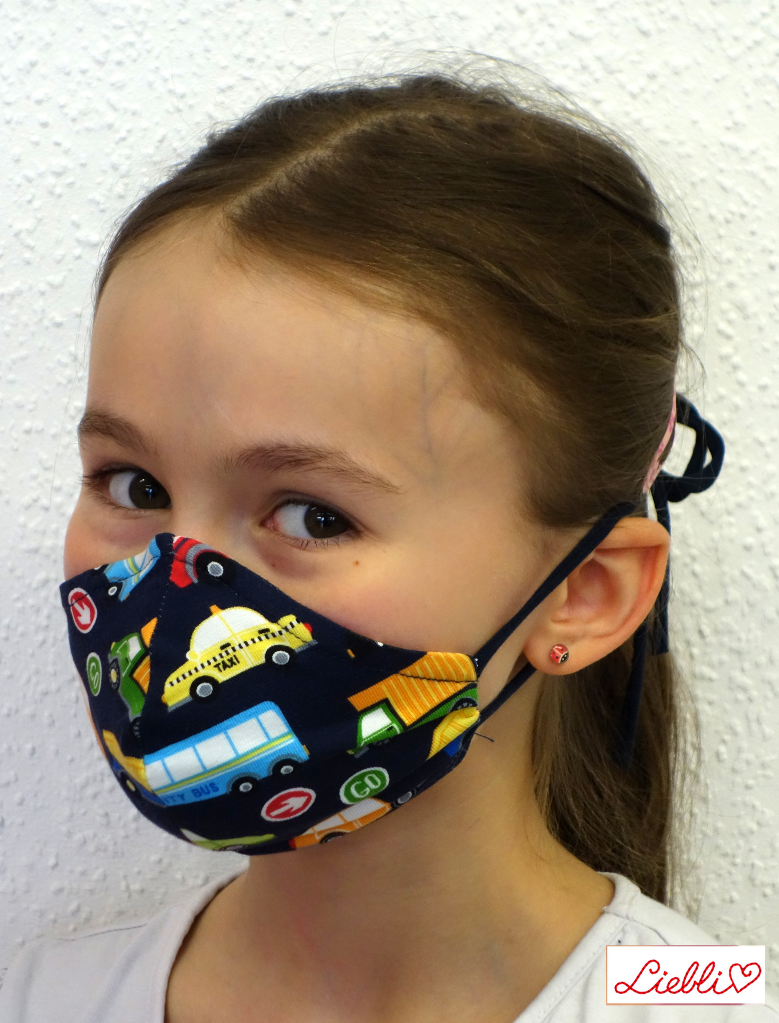 Kindermaske, Kinder Mundschutz, Mund-Nasen-Maske  Autos dunkeblau