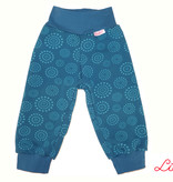 warme Kinderhose, Jogginghose petrol retro Blumen