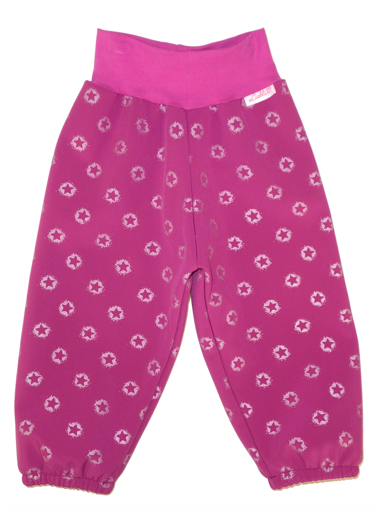 Softshell Hose für Kinder, Outdoor Hose, Regenhose, pink mit reflektierenden Sternen