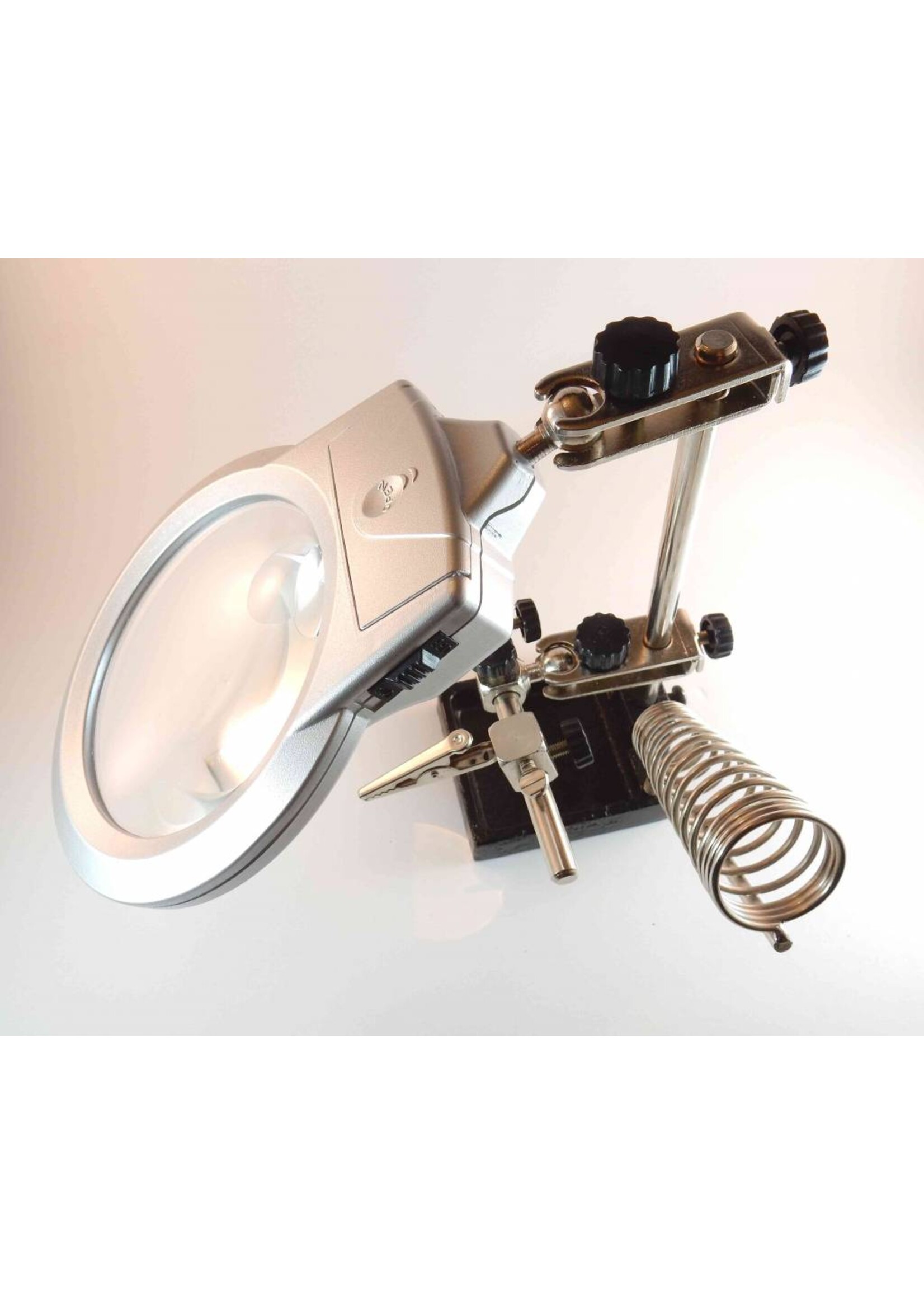 Third hand base with magnifier 90mm LED