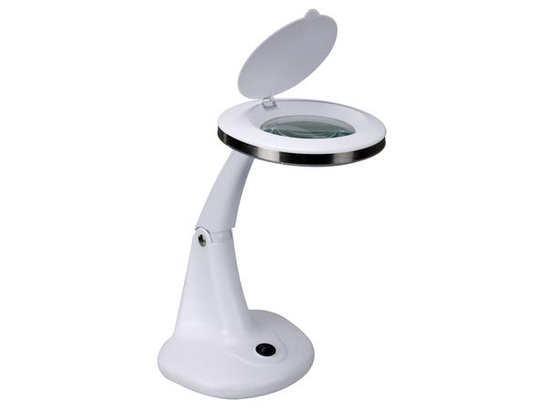 schaamte genie verlangen LED DESK LAMP WITH MAGNIFYING GLASS 3 + 12 DIOPTRE -DAYLIGHT - 5W - 48 LEDS  - WHITE - Mark's Miniatures