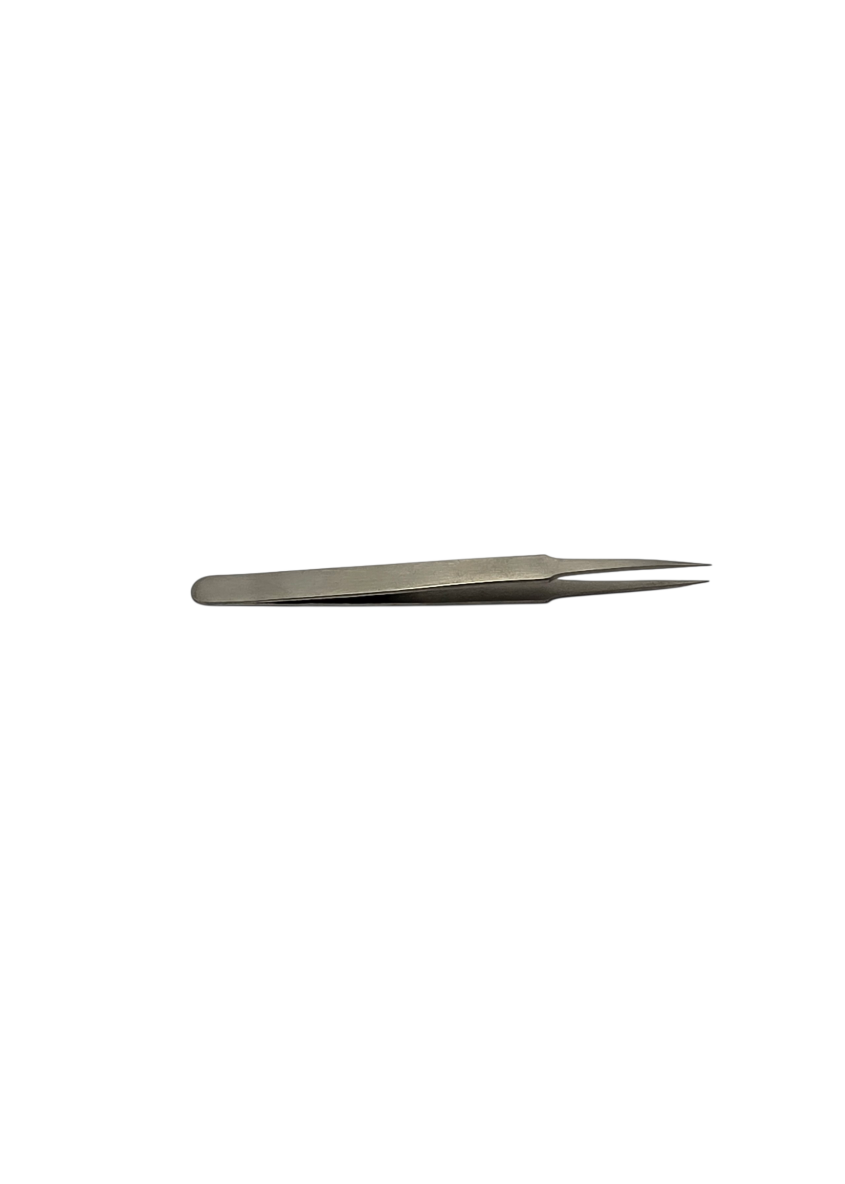 Antimagnetic stainless steel straight tweezers 120 mm with fine smooth tip