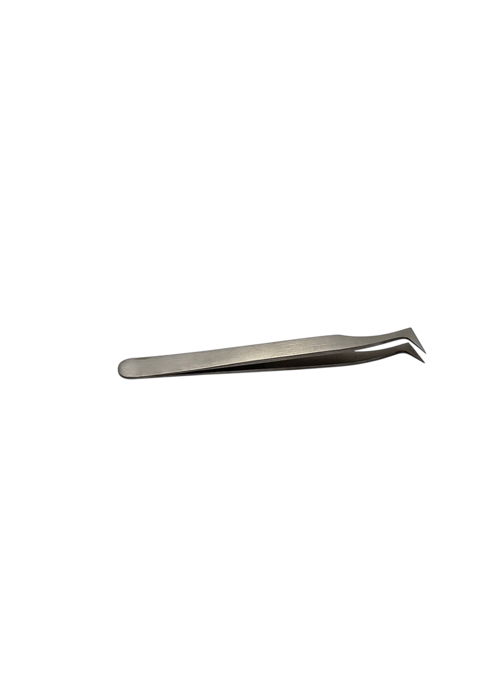 Antimagnetic stainless steel 90° angled tweezers 120 mm with fine smooth tip