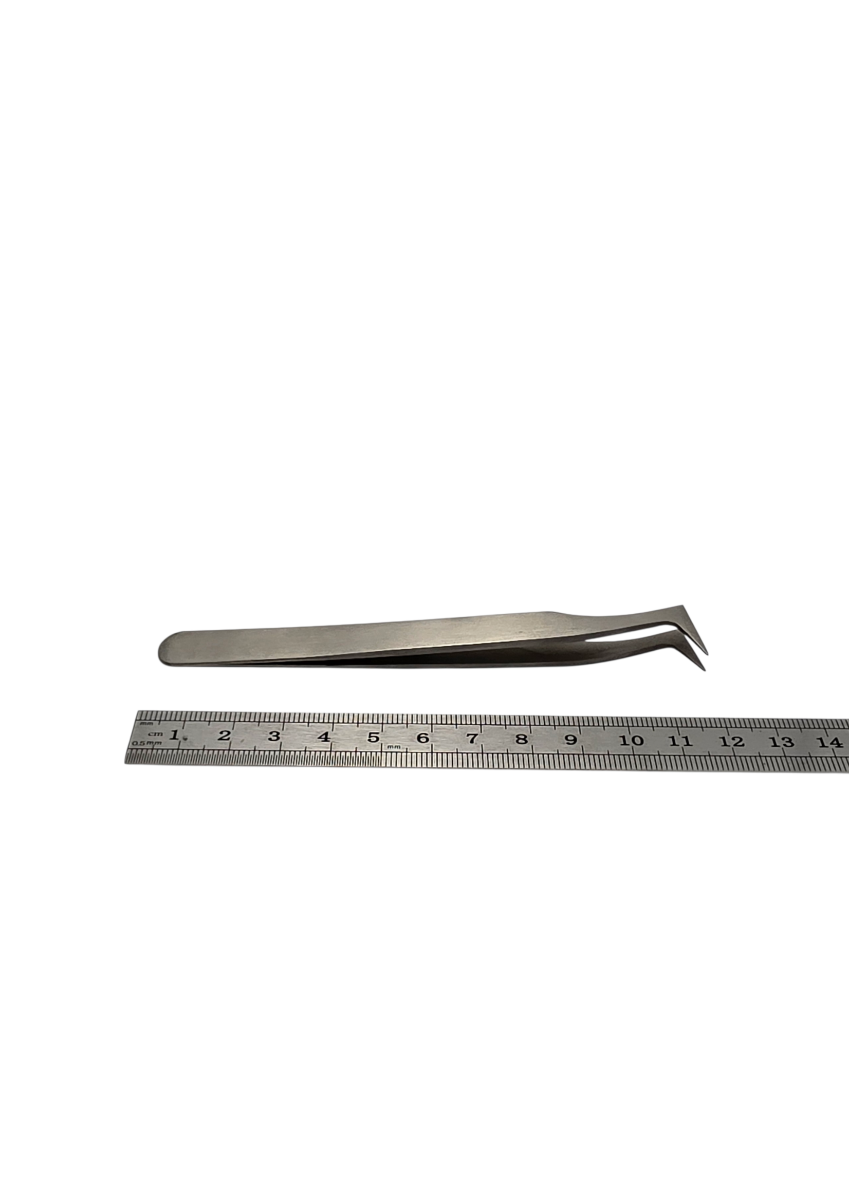 Pincet RVS antimagnetisch 90° hoek 120 mm met spitse gladde punt