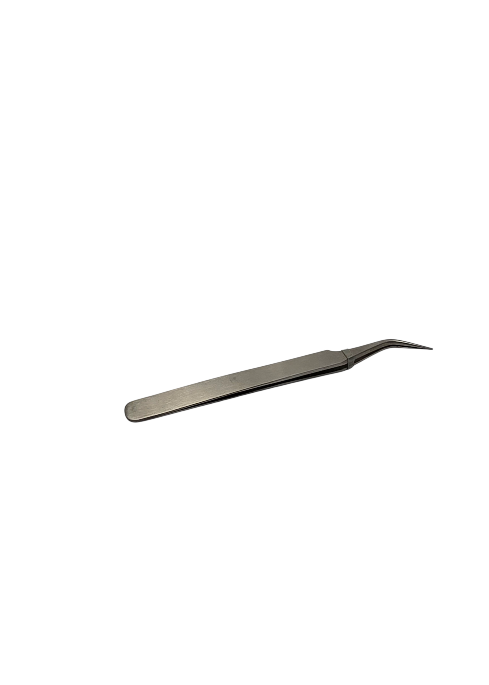 Antimagnetic stainless steel curved tweezers 120 mm with fine smooth tip